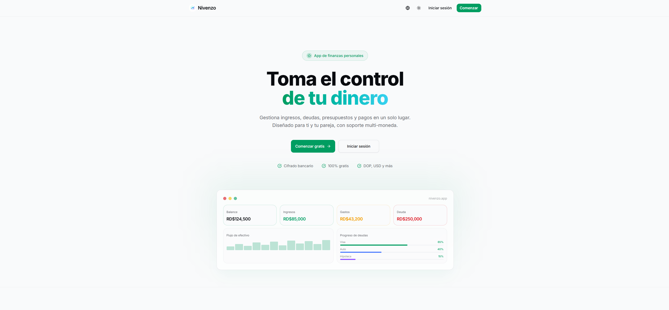 Nivenzo financial app dashboard preview